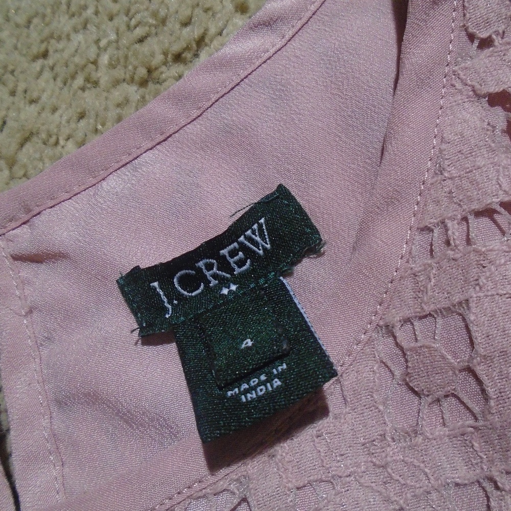 J CREW Scalloped Lace 3/4 Sleeve Top 4 - Picture 3 of 7